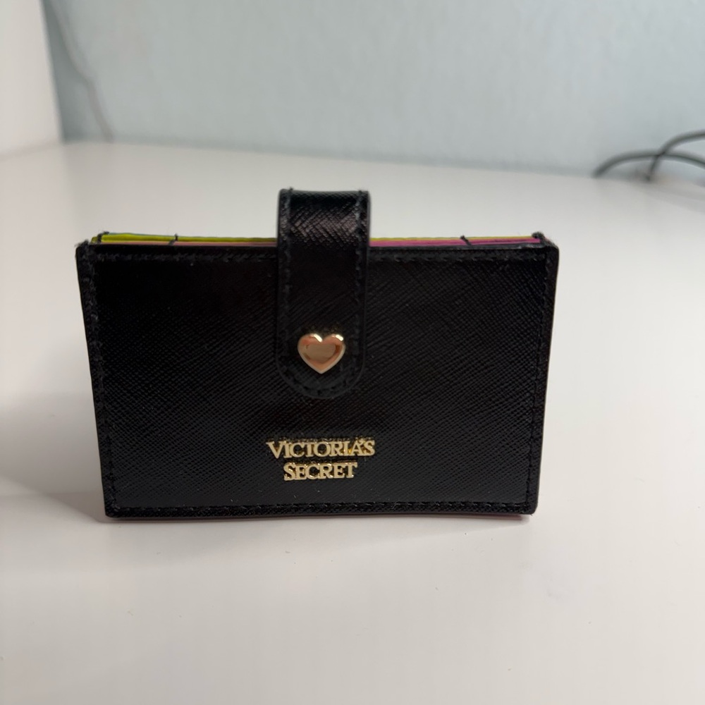 Victoria's Secret Black Card Wallet with Gold Heart
